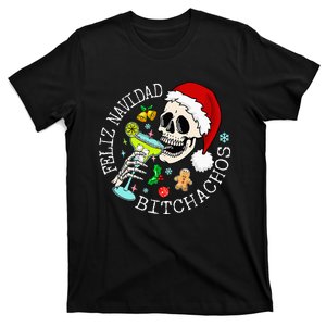 Feliz Navidad Bitchachos Funny Skull Spanish Merry Christmas T-Shirt