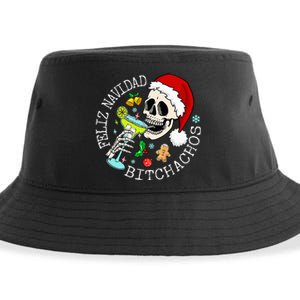 Feliz Navidad Bitchachos Funny Skull Spanish Merry Christmas Sustainable Bucket Hat