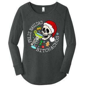 Feliz Navidad Bitchachos Funny Skull Spanish Merry Christmas Women's Perfect Tri Tunic Long Sleeve Shirt