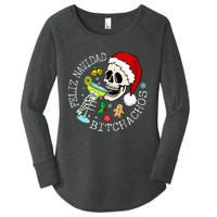 Feliz Navidad Bitchachos Funny Skull Spanish Merry Christmas Women's Perfect Tri Tunic Long Sleeve Shirt