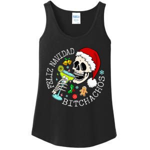 Feliz Navidad Bitchachos Funny Skull Spanish Merry Christmas Ladies Essential Tank