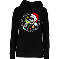 Feliz Navidad Bitchachos Funny Skull Spanish Merry Christmas Womens Funnel Neck Pullover Hood