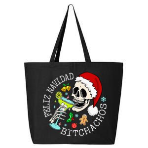 Feliz Navidad Bitchachos Funny Skull Spanish Merry Christmas 25L Jumbo Tote