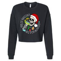 Feliz Navidad Bitchachos Funny Skull Spanish Merry Christmas Cropped Pullover Crew