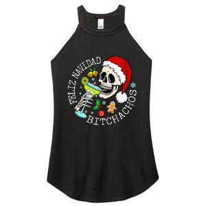 Feliz Navidad Bitchachos Funny Skull Spanish Merry Christmas Women's Perfect Tri Rocker Tank