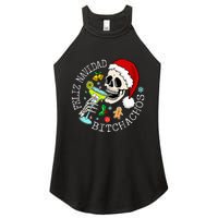 Feliz Navidad Bitchachos Funny Skull Spanish Merry Christmas Women's Perfect Tri Rocker Tank