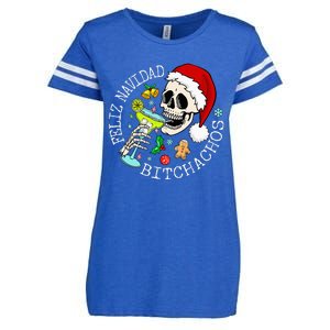 Feliz Navidad Bitchachos Funny Skull Spanish Merry Christmas Enza Ladies Jersey Football T-Shirt