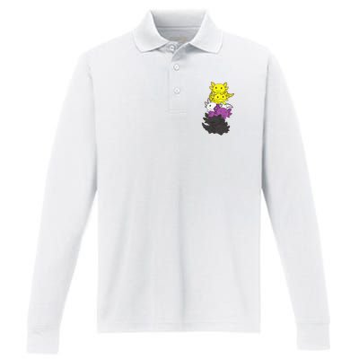 Flag Non Binary Pride Lgbtq Axolotl Performance Long Sleeve Polo