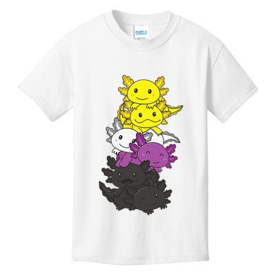 Flag Non Binary Pride Lgbtq Axolotl Kids T-Shirt
