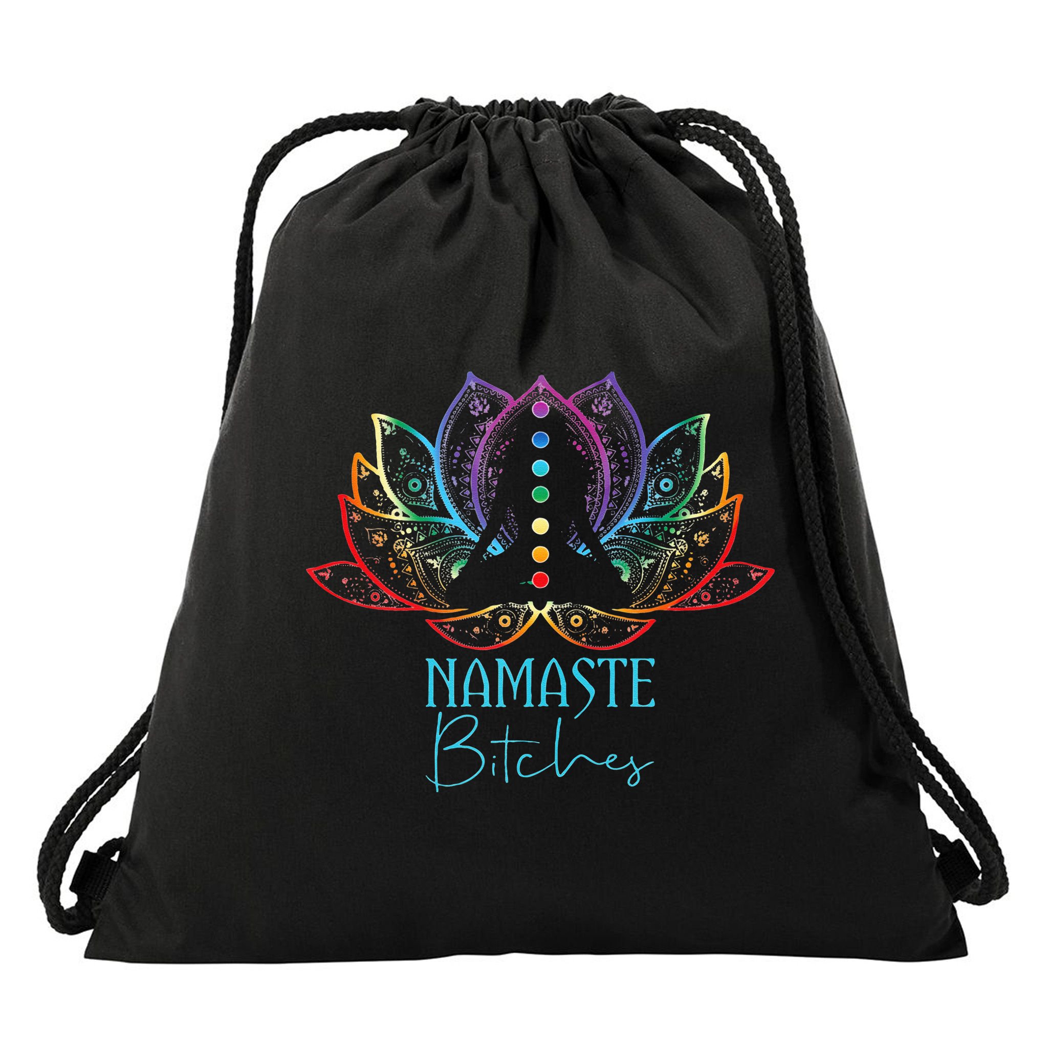 Funny Namaste Bitches Spiritual Sarcasm Zen Yoga Lover Gift Drawstring Bag