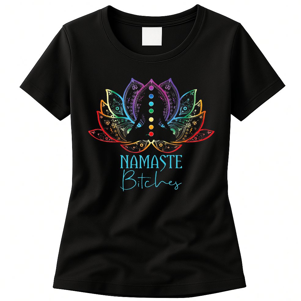 Funny Namaste Bitches Spiritual Sarcasm Zen Yoga Lover Gift Womens T-Shirt