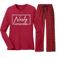 Funny Nasty Birthday Squad Matching Group Shirts Women's Long Sleeve Flannel Pajama Set 