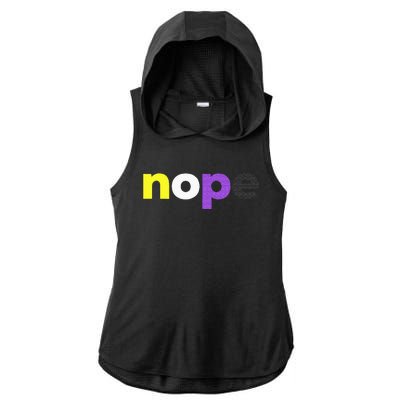 Funny Non Binary Pride Nope Nonbinary LGBTQ Enby Flag Ladies PosiCharge Tri-Blend Wicking Draft Hoodie Tank