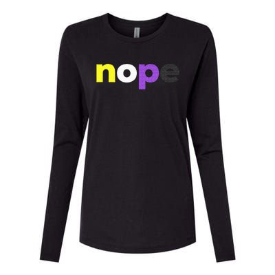 Funny Non Binary Pride Nope Nonbinary LGBTQ Enby Flag Womens Cotton Relaxed Long Sleeve T-Shirt