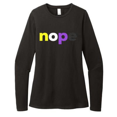 Funny Non Binary Pride Nope Nonbinary LGBTQ Enby Flag Womens CVC Long Sleeve Shirt