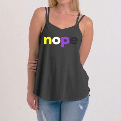 Funny Non Binary Pride Nope Nonbinary LGBTQ Enby Flag Women's Strappy Tank