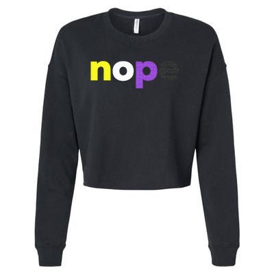 Funny Non Binary Pride Nope Nonbinary LGBTQ Enby Flag Cropped Pullover Crew