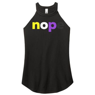 Funny Non Binary Pride Nope Nonbinary LGBTQ Enby Flag Women’s Perfect Tri Rocker Tank