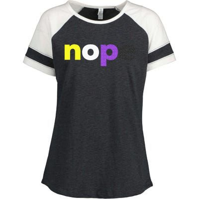 Funny Non Binary Pride Nope Nonbinary LGBTQ Enby Flag Enza Ladies Jersey Colorblock Tee