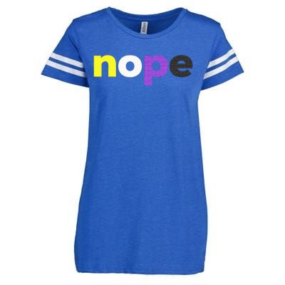 Funny Non Binary Pride Nope Nonbinary LGBTQ Enby Flag Enza Ladies Jersey Football T-Shirt