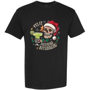 Feliz Navidad Bitchachos Funny Skull Spanish Merry Christmas Garment-Dyed Heavyweight T-Shirt