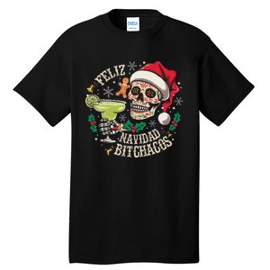 Feliz Navidad Bitchachos Funny Skull Spanish Merry Christmas Tall T-Shirt