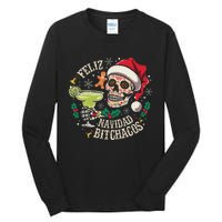 Feliz Navidad Bitchachos Funny Skull Spanish Merry Christmas Tall Long Sleeve T-Shirt