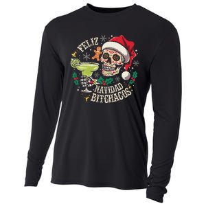 Feliz Navidad Bitchachos Funny Skull Spanish Merry Christmas Cooling Performance Long Sleeve Crew