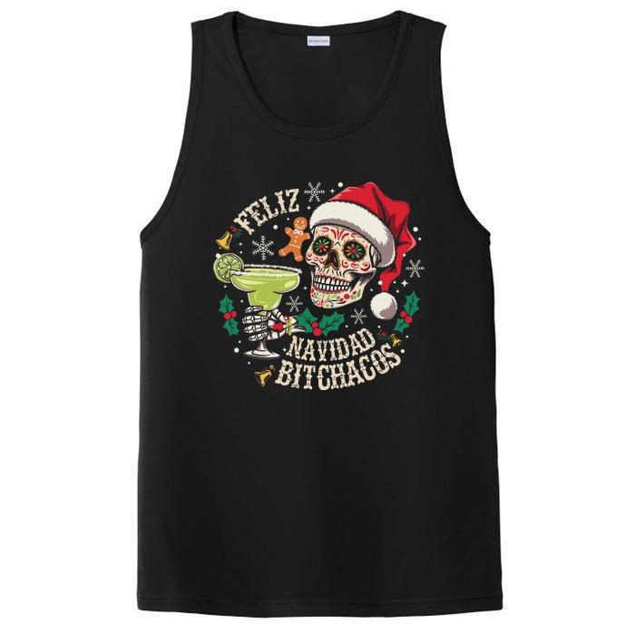 Feliz Navidad Bitchachos Funny Skull Spanish Merry Christmas PosiCharge Competitor Tank