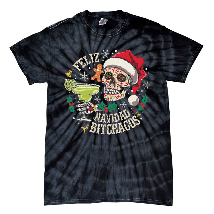 Feliz Navidad Bitchachos Funny Skull Spanish Merry Christmas Tie-Dye T-Shirt