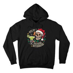 Feliz Navidad Bitchachos Funny Skull Spanish Merry Christmas Tall Hoodie