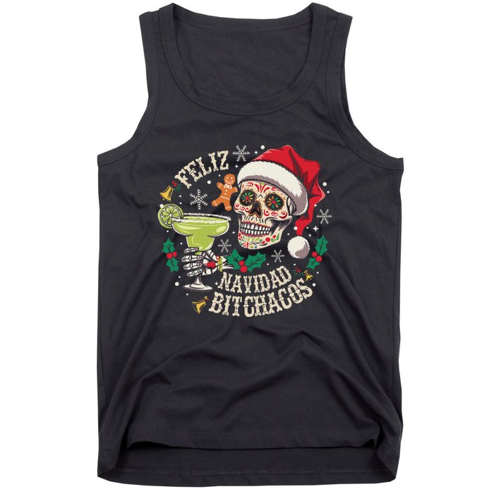 Feliz Navidad Bitchachos Funny Skull Spanish Merry Christmas Tank Top