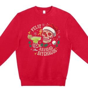 Feliz Navidad Bitchachos Funny Skull Spanish Merry Christmas Premium Crewneck Sweatshirt