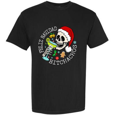 Feliz Navidad Bitchachos Funny Skull Spanish Garment-Dyed Heavyweight T-Shirt