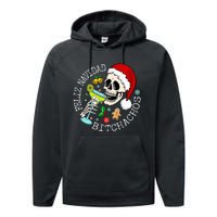 Feliz Navidad Bitchachos Funny Skull Spanish Performance Fleece Hoodie