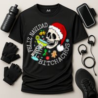 Feliz Navidad Bitchachos Funny Skull Spanish Cooling Performance Crew T-Shirt