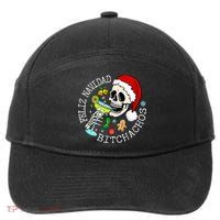 Feliz Navidad Bitchachos Funny Skull Spanish 7-Panel Snapback Hat