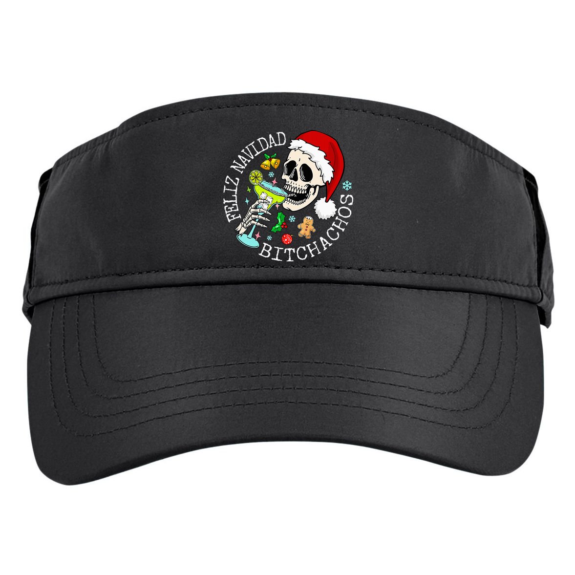 Feliz Navidad Bitchachos Funny Skull Spanish Adult Drive Performance Visor