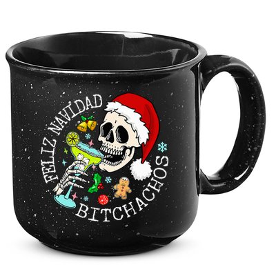 Feliz Navidad Bitchachos Funny Skull Spanish 15oz Campfire Ceramic Mug