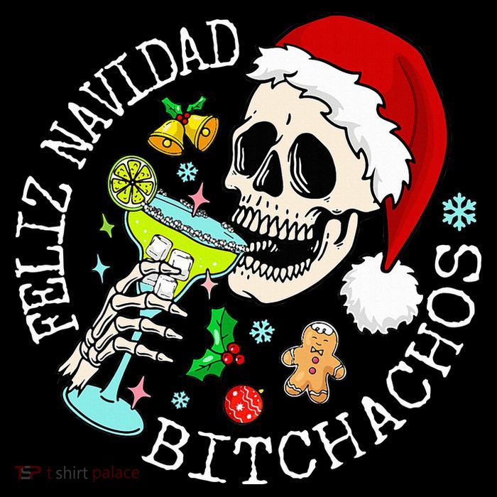 Feliz Navidad Bitchachos Funny Skull Spanish Flatbill Hat