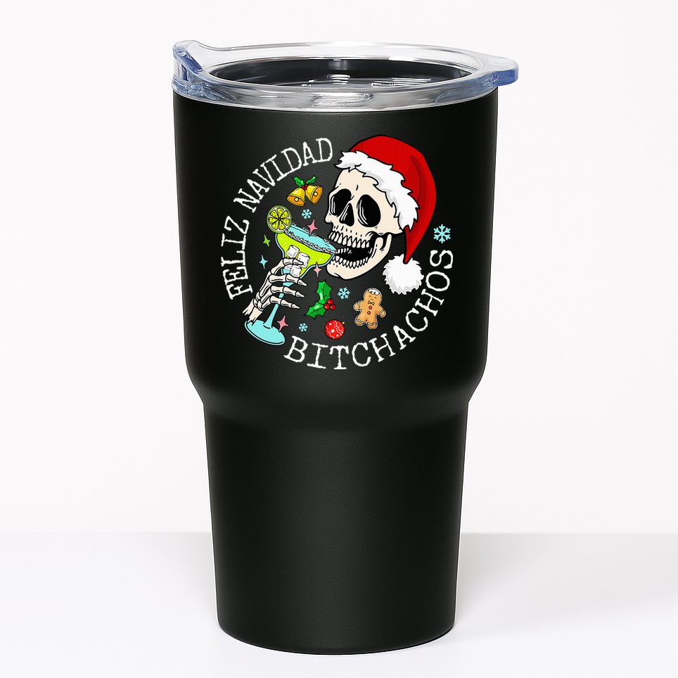 Feliz Navidad Bitchachos Funny Skull Spanish Tumbler