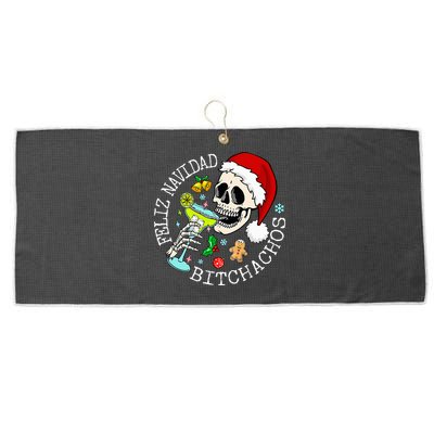 Feliz Navidad Bitchachos Funny Skull Spanish Large Microfiber Waffle Golf Towel