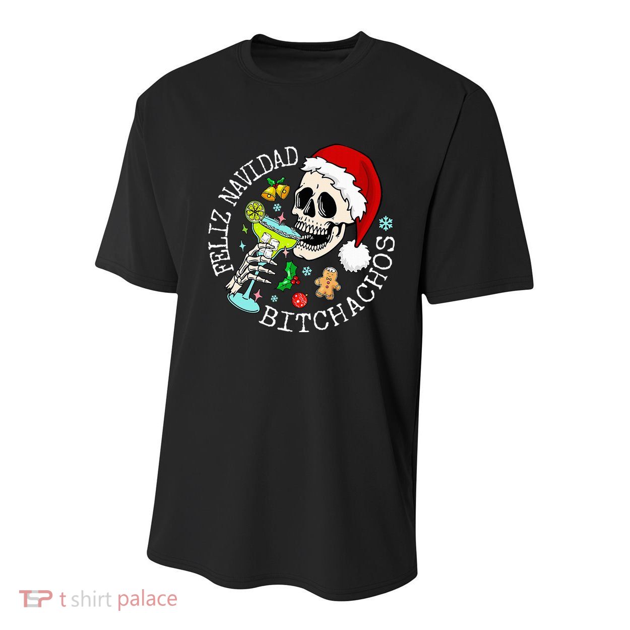 Feliz Navidad Bitchachos Funny Skull Spanish Youth Performance Sprint T-Shirt