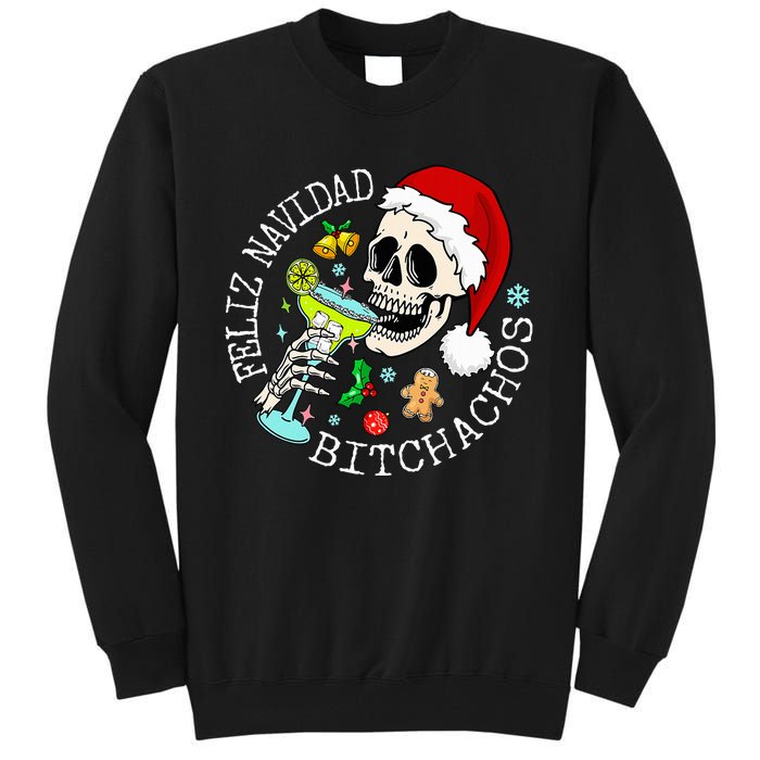 Feliz Navidad Bitchachos Funny Skull Spanish Tall Sweatshirt