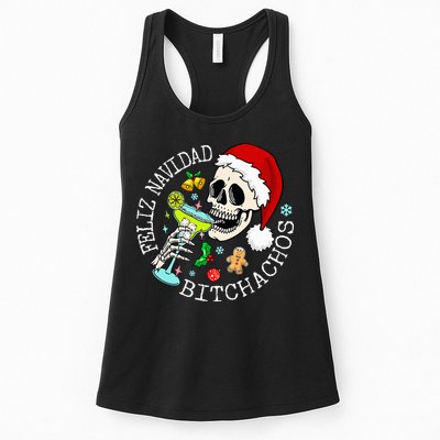 Feliz Navidad Bitchachos Funny Skull Spanish Womens Tank Top