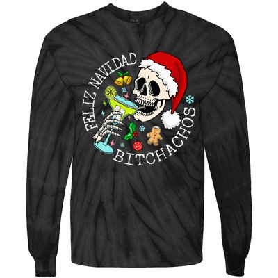 Feliz Navidad Bitchachos Funny Skull Spanish Tie-Dye Long Sleeve Shirt