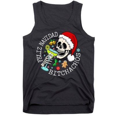 Feliz Navidad Bitchachos Funny Skull Spanish Tank Top