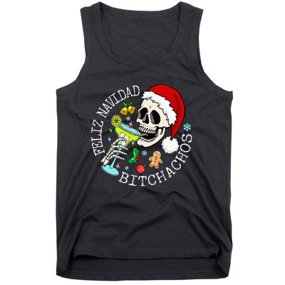 Feliz Navidad Bitchachos Funny Skull Spanish Tank Top