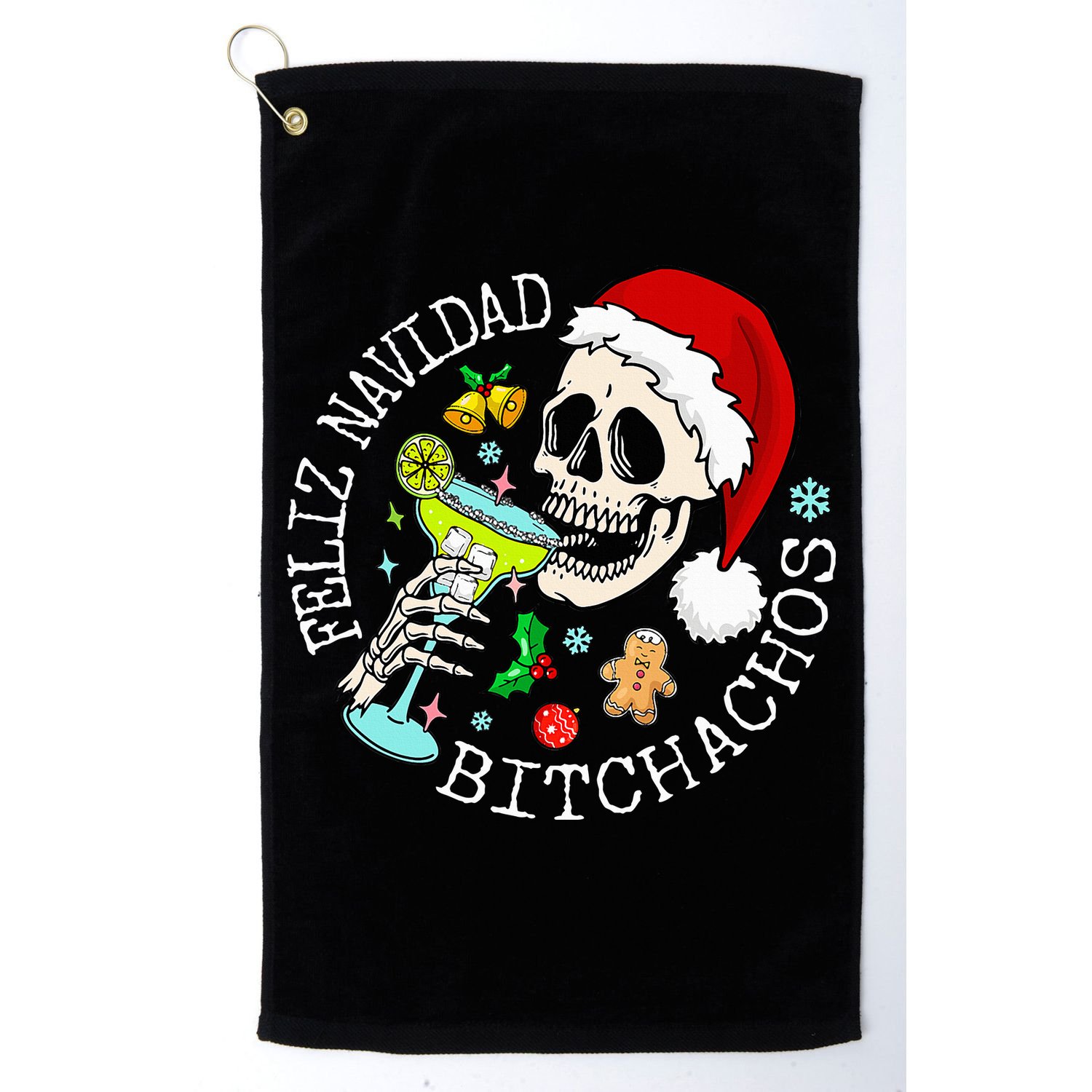 Feliz Navidad Bitchachos Funny Skull Spanish Golf Towel