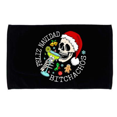 Feliz Navidad Bitchachos Funny Skull Spanish Microfiber Hand Towel